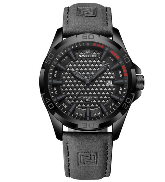 NAVIFORCE NF8023 Men's Sport Quartz Watch - Military-Inspired Design with Luminous Date & Genuine Leather Strap