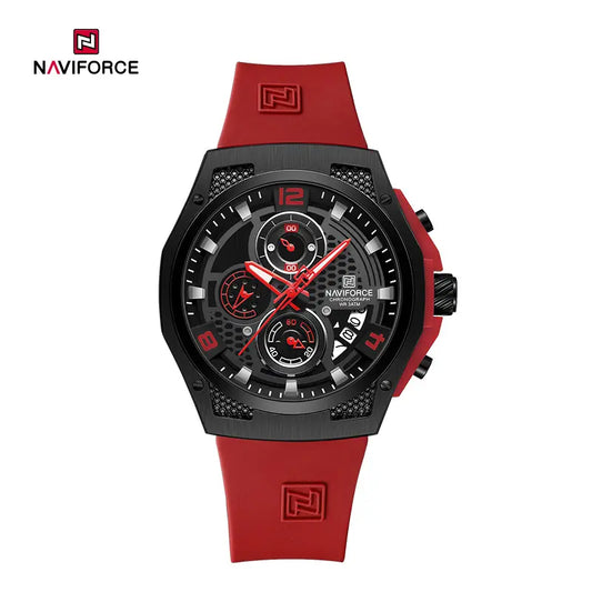 NAVIFORCE NF8051 "Honey-Nest" Series: Men's Industrial Sport Chronograph with Multi-Layered Dial and Silicone Strap