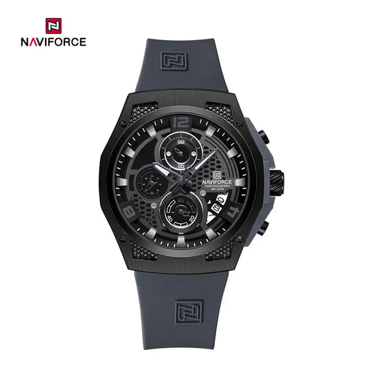 NAVIFORCE NF8051 "Honey-Nest" Series: Men's Industrial Sport Chronograph with Multi-Layered Dial and Silicone Strap