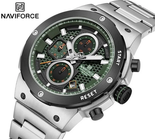 NAVIFORCE NF8072 Men's Rugged Chronograph Featuring a Force-Inspired Multifunction Dial, Luminous Night-Glow Visibility & Waterproof.