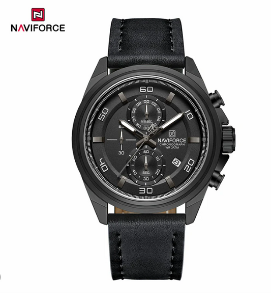 NAVIFORCE NF8075 Grandel Edition Men’s Sports Watch – Waterproof Quartz Chronograph with Leather Band