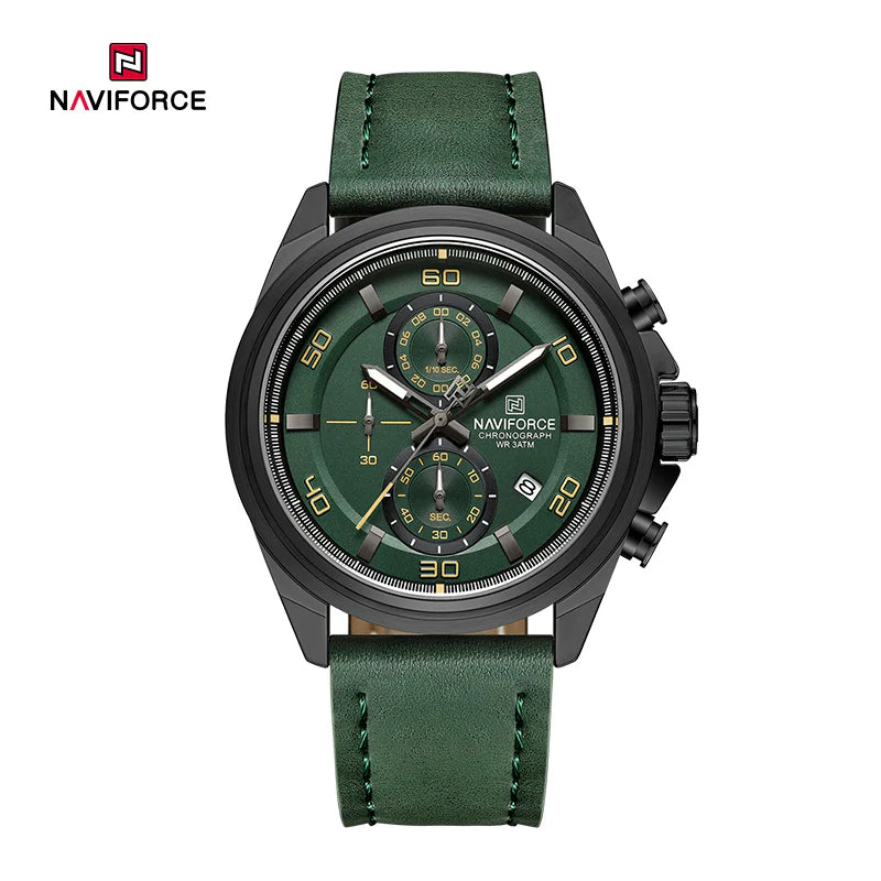 NAVIFORCE NF8075 Grandel Edition Men’s Sports Watch – Waterproof Quartz Chronograph with Leather Band