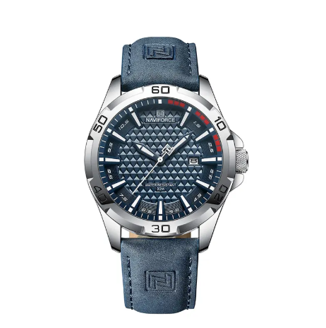 NAVIFORCE NF8023 Men's Sport Quartz Watch - Military-Inspired Design with Luminous Date & Genuine Leather Strap