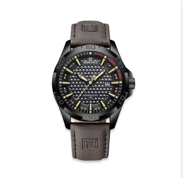 NAVIFORCE NF8023 Men's Sport Quartz Watch - Military-Inspired Design with Luminous Date & Genuine Leather Strap