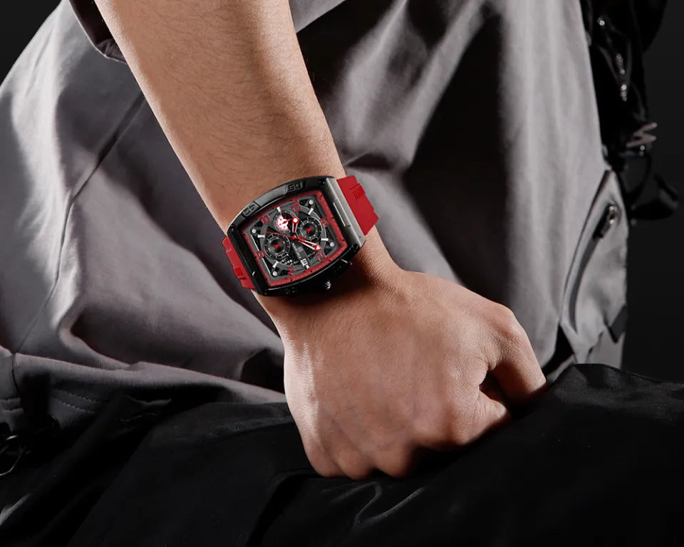 NAVIFORCE NF8052 Men's Cyber Sport Edition Chronograph Watch – 1/10th Second Precision, Waterproof, and Luminous Night-Glow Hands.