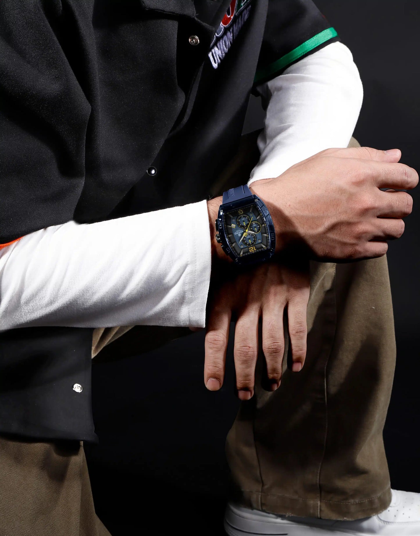 NAVIFORCE NF6101 Men's Translucent Square-Case Watch, Multi-Dial Chronograph, Water Resistant with Precision Timing and Luminous Accents