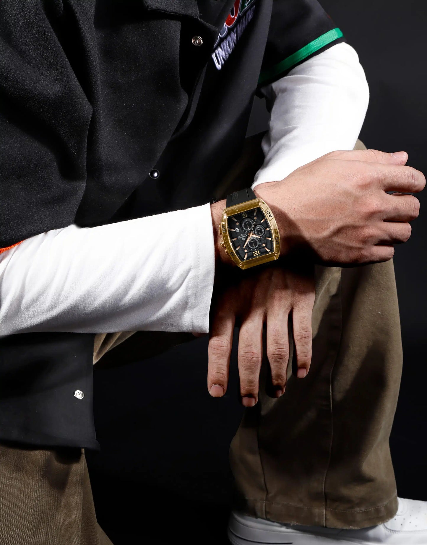 NAVIFORCE NF6101 Men's Translucent Square-Case Watch, Multi-Dial Chronograph, Water Resistant with Precision Timing and Luminous Accents